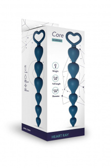 Анальная цепочка Le Frivole Core Heart Ray, 17,5 см, Ø до 2,5 см, цвет кобальт