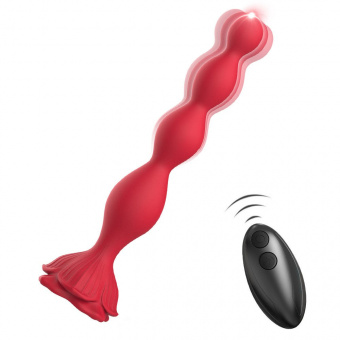 Анальная вибро-елочка Silicone Toys, L 19,5 см, Ø 2x3,2 см, 9 режимов вибрации, на пульте д/у