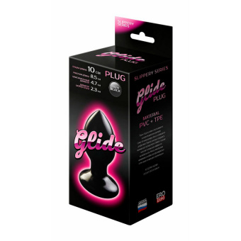 Анальный плаг LoveToy Glide M, L 8,5 см, Ø 4,7 см, цвет чёрный