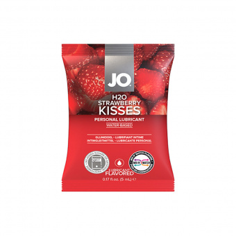 Съедобный лубрикант на водной основе «Jo Flavored Strawberry Kiss» клубника, (саше) 5 мл