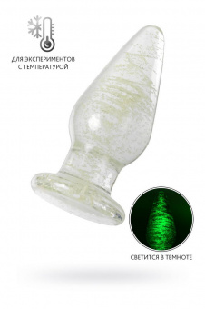 Анальная втулка Sexus Glass светящаяся в темноте, стекло, прозрачная, 9,8 см, Ø 4 см