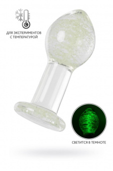 Анальная втулка Sexus Glass светящаяся в темноте, стекло, прозрачная, 6,5 см, Ø 3,2 см
