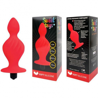 Анальная втулка с вибрацией и стимулирующей поверхностью Sweet Toys, 10 см, Ø5,2 см