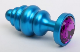 Втулка анальная Blue Plug Medium (синяя), L 8 см, Ø 3,4 см, вес 90 г, цвет кристалла фиолетовый
