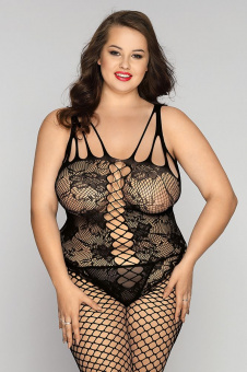 Костюм-сетка и стринги Candy Girl Kasandrah, черные, 2XL