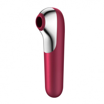 Вакуум-волновой бесконтактный стимулятор клитора Satisfyer Dual Love, силикон, красный, 16 см.
