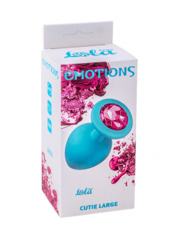 Анальная пробка Lola Games Emotions Cutie Large Turquoise Pink Crystal, 9,5 см, Ø4,2 см
