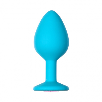 Анальная пробка Lola Games Emotions Cutie Medium Turquoise Pink Crystal, 8 см, Ø3,5 см