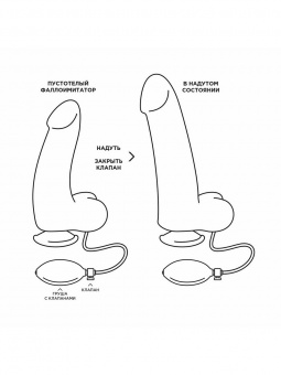 Фаллоимитатор надувной с грушей LoveToy, L 16,5/13 см, Ø 4,2/4 см