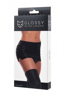 Мини-юбка Erolanta Glossy Luciana из материала Wetlook, черная, L