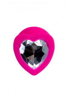 Анальная втулка Todo By Toyfa Diamond Heart, водонепроницаемая, силикон, розовая, 8 см. Ø 3 см.