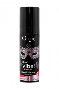 Съедобный гель с эффектом вибрации Orgie Dual Vibe! Strawberry Gin And Tonic, на водной основе, 15 мл