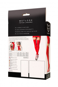 Чулки Glossy Isla из материала Wetlook, красный, M