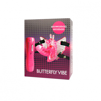 Вибратор бабочка Butterfly Vibe на ремешках, L 80 мм. D 22 мм., 7 режимов вибрации