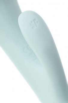 Нереалистичный вибратор Satisfyer Triple Oh, силикон, голубой, 24 см (без розничной коробки)