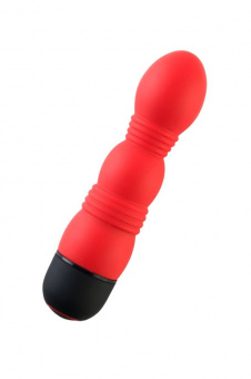 Нереалистичный вибратор Black & Red, 10 режимов вибрации, силикон, красный, 16 см. Ø 4,2 см.