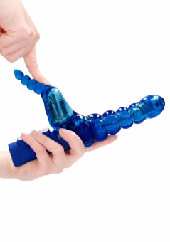 Вибратор High-Tech, кролик Rotating Bubbles, синий
