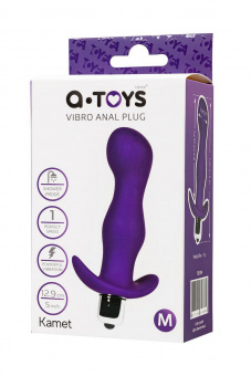 Анальная пробка с вибрацией A-Toys By Toyfa Kamet, размер M, силикон, фиолетовый, 12,9 см, Ø 3 см