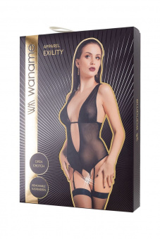 Эротическое боди Waname Exility с пажами для чулок черное, XS-S
