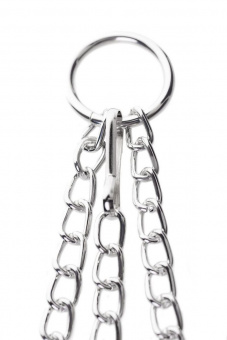 Зажимы для сосков с кольцом для пениса Metal by Toyfa, серебряные, 60 см
