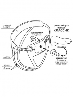 Насадка для страпона LoveToy Harness с коннектором Green Line, L 19 см, Ø 4,5 см
