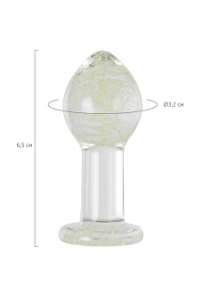 Анальная втулка Sexus Glass светящаяся в темноте, стекло, прозрачная, 6,5 см, Ø 3,2 см