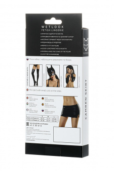 Мини-юбка Glossy из материала Wetlook, черный, S