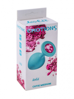 Анальная пробка Lola Games Emotions Cutie Medium Turquoise Pink Crystal, 8 см, Ø3,5 см