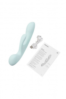 Нереалистичный вибратор Satisfyer Triple Oh, силикон, голубой, 24 см (без розничной коробки)