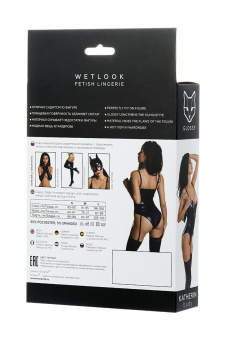 Боди Glossy из материала Wetlook на шнуровке, черный, L