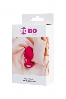 Анальная втулка Todo By Toyfa Diamond Heart, силикон, розовая, 9,5 см, Ø 4 см