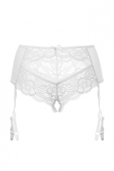 Эротические трусики-пояс Erolanta Lingerie Collection с кружевными вставками, белые, XL-2XL