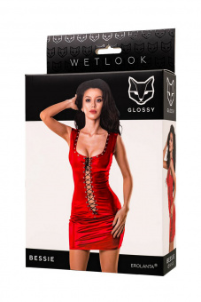 Платье Glossy Bessie из материала Wetlook, красный, L