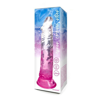 Фаллоимитатор Erowoman (прозрачный с розовым оттенком), L рабочей части 18 см, Ø 3,7 см
