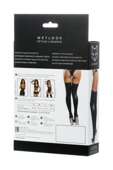 Чулки Glossy из материала Wetlook, черный, XL