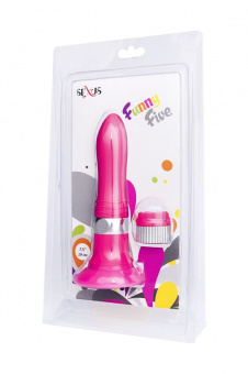 Нереалистичный вибратор Sexus Funny Five (2в1) розовый, 18,5 см.