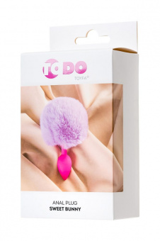 Анальная втулка с хвостом Todo By Toyfa Sweet Bunny, силикон, розово-фиолетовый, 13 см. Ø 2,8 см. 44 г.