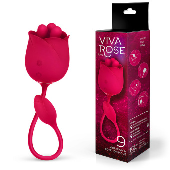 Вибромассажёр «Viva Rose» L 33 см Ø 2,8 см, 9 режимов вибрации, 9 режимов вращения