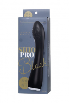 Вибратор с гнущейся головкой, PPP Shio-Pro, силикон, черный, 21 см, Ø 4 см