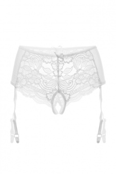 Эротические трусики-пояс Erolanta Lingerie Collection с кружевными вставками, белые, XL-2XL