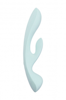 Нереалистичный вибратор Satisfyer Triple Oh, силикон, голубой, 24 см (без розничной коробки)
