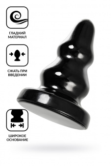 Анальная втулка Toyfa Popo Pleasure Monoceros, pvc, черная, 15 см, Ø 7 см (фистинг)
