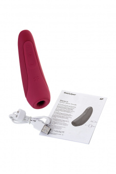 Вакуум-волновой бесконтактный стимулятор клитора Satisfyer Curvy 1+, силикон, красный, 14,3 см. (смарт управление)