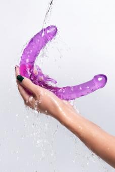 Фаллоимитатор двусторонний с вибропулей Toyfa Double Dildo With Vibro Bullet, tpr, фиолетовый, 35 см.