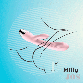 Пульсатор и вибратор с функцией подогрева Jos Milly, силикон, розовый, 20 см.