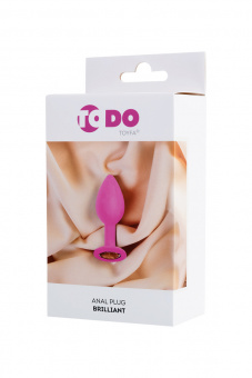 Анальная втулка Todo By Toyfa Brilliant, водонепроницаемая, силикон, розовая, 8 см, Ø 3 см