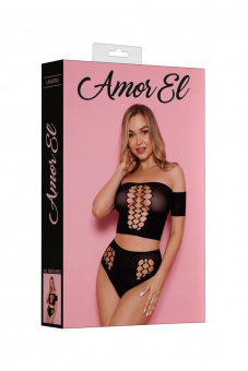 Комплект из топа и трусиков со шнуровкой Amor El, чёрный, S-L