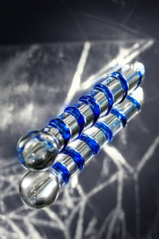 Стеклянный, двусторонний фаллоимитатор Sexus Glass, прозрачный, 19 см.
