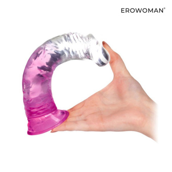 Фаллоимитатор Erowoman (прозрачный с розовым оттенком), L рабочей части 18 см, Ø 3,7 см