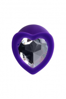Анальная втулка Todo By Toyfa Diamond Heart, водонепроницаемая, силикон, фиолетовая, 8 см. Ø 3 см.